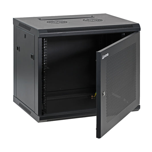 Aeons SC Series 9U Wall-Mount Rack Cabinet, Switch-Depth, Vented Door, Assembled