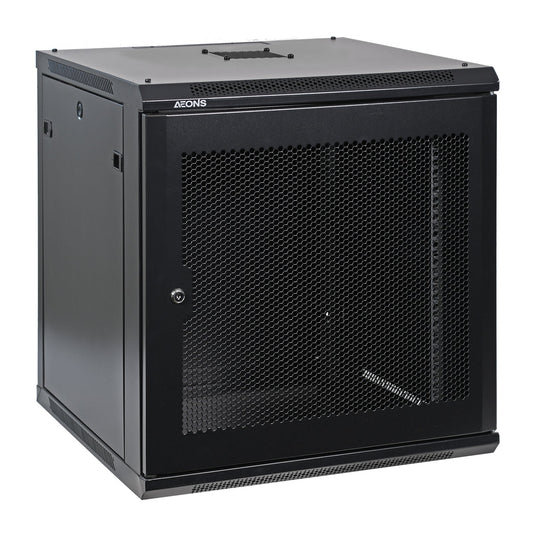 Aeons Pro Series 12U Wall-Mount Rack Cabinet, Mid-Depth, Vented Door