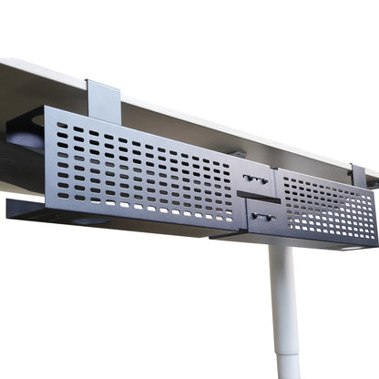 Aeons Workspace Under Desk Cable Management Tray Wire Cord Organizer,  C Clamp Mount and Modesty Panel, Adjustable up to 45-inch, Black