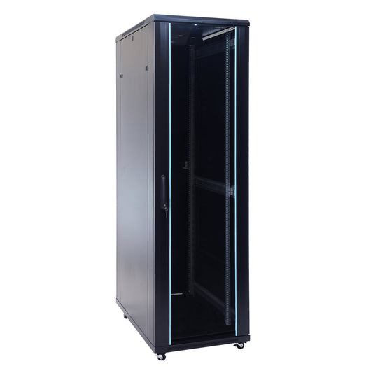 Aeons G-Series 42U Professional Server Rack Enclosure Cabinet Kit, Mid-Depth, Secure Glass Door, Cable Management