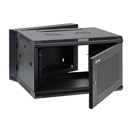Aeons SB Series 6U Wall-Mount Network Cabinet, Hinged Swing-Out, Mid-Depth, Vented Door
