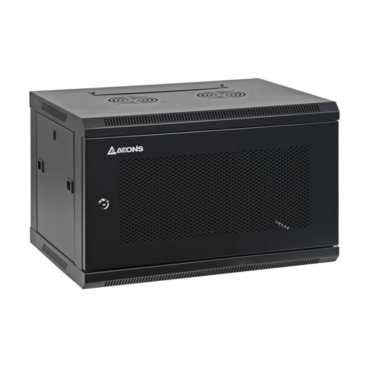 Aeons SC Series 6U Wall-Mount Rack Cabinet, Switch-Depth, Vented Door, Assembled