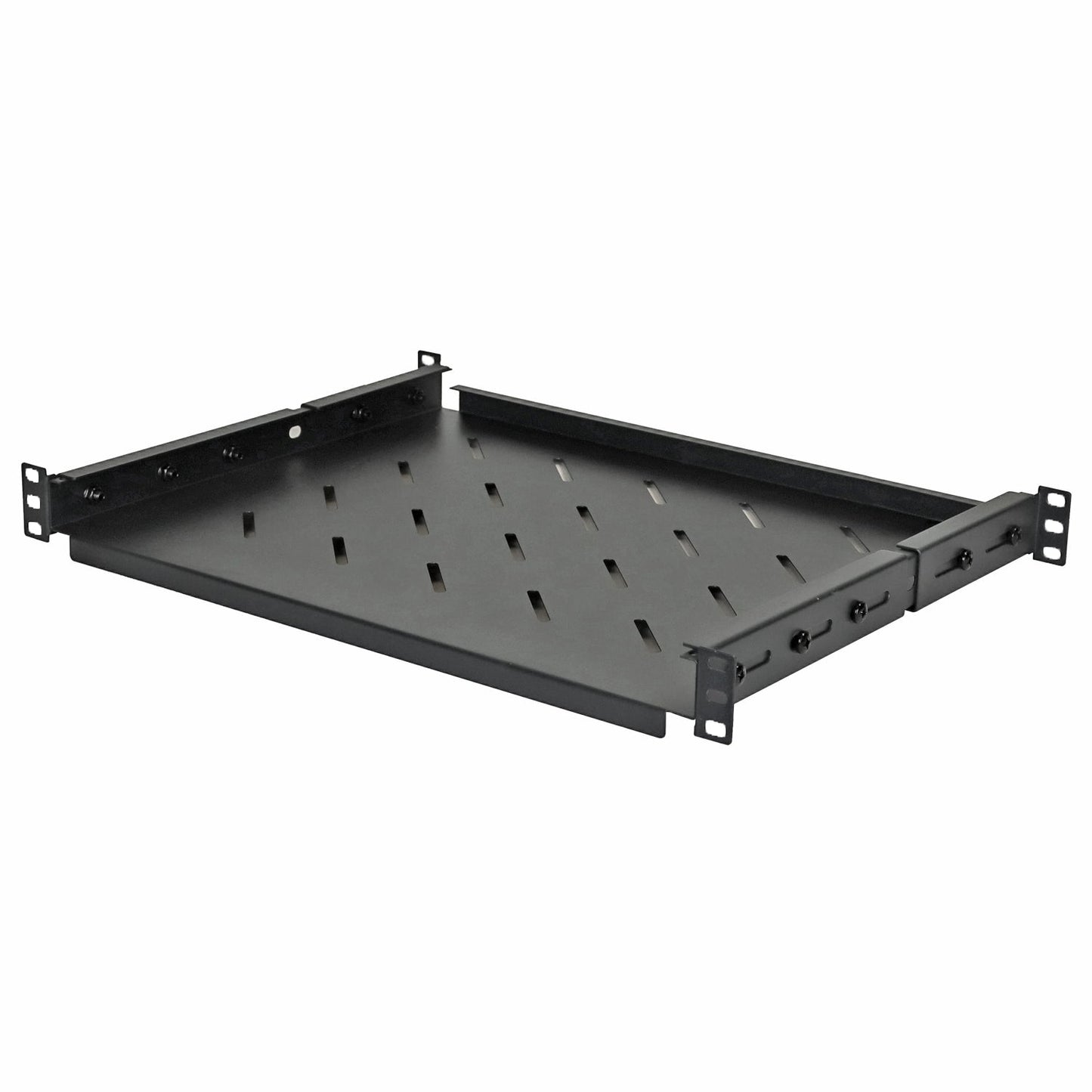 Aeons Universal 1U Rack Mount Vented 4-Post Fixed Shelf, Adjustable Mounting, 14-inch Depth