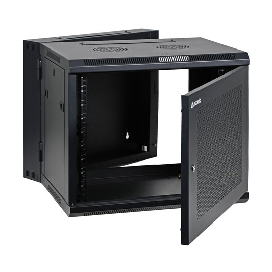 Aeons SB Series 9U Wall-Mount Network Cabinet, Hinged Swing-Out, Switch-Depth, Vented Door