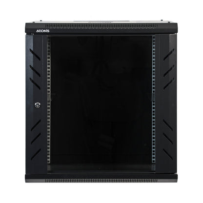 Aeons Pro Series 12U Wall-Mount Rack Cabinet, Switch-Depth, Glass Door