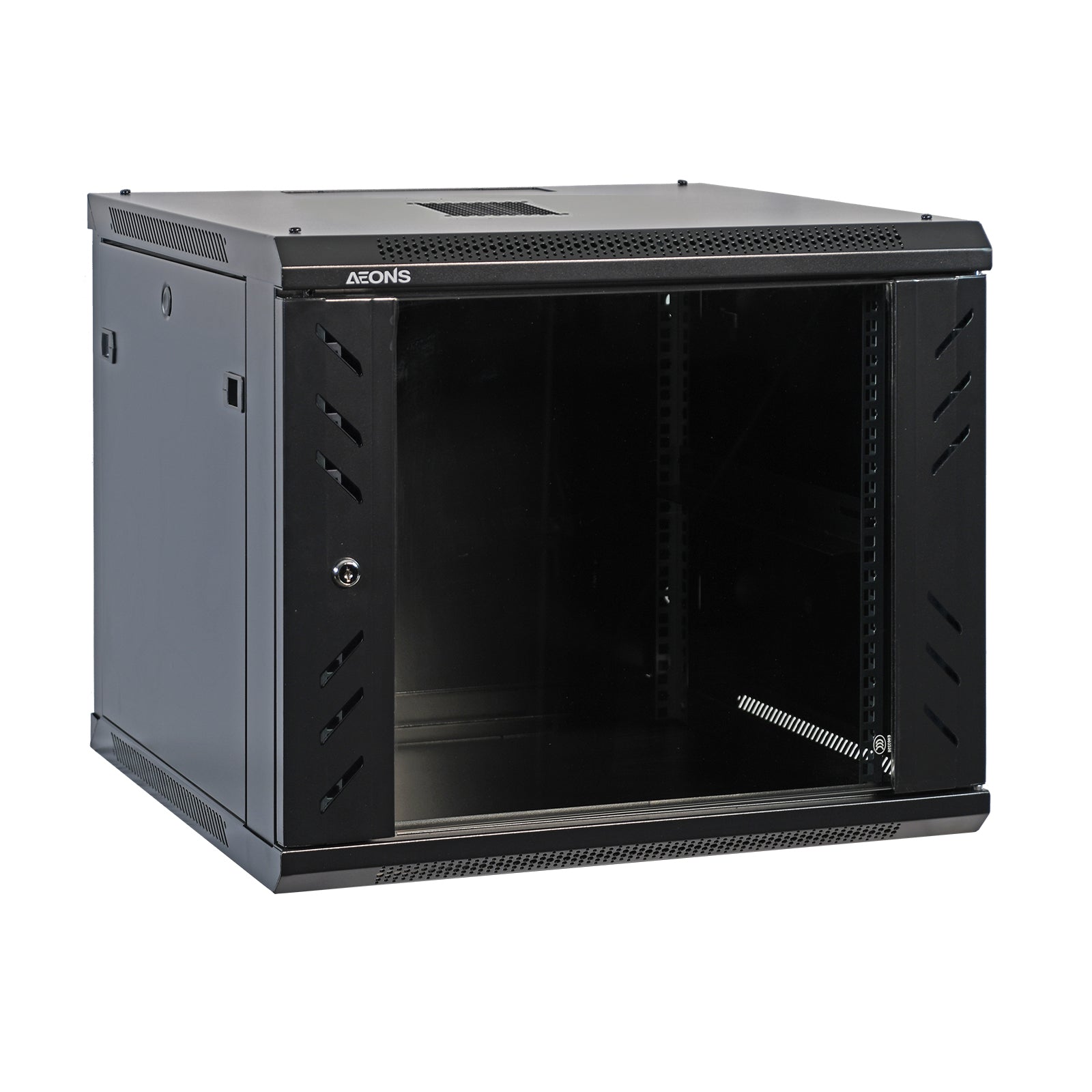 Aeons Pro Series 9U Wall-Mount Rack Cabinet, Mid-Depth, Glass Door ...