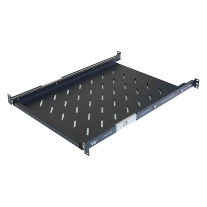 Aeons Universal 1U Rack Mount Vented 4-Post Sliding Shelf, Adjustable Mounting, 24-inch Depth
