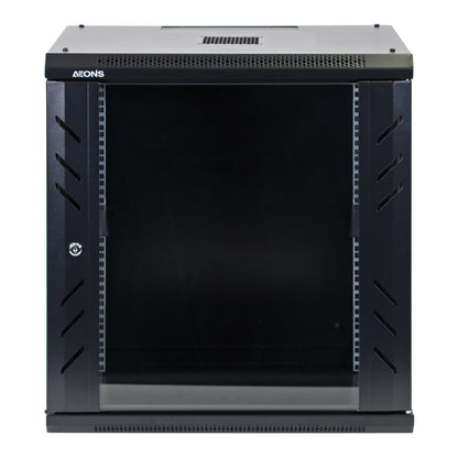 Aeons Pro Series 12U Wall-Mount Rack Cabinet, Mid-Depth, Glass Door