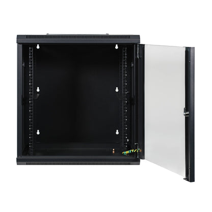 Aeons SB Series 12U Wall-Mount Network Cabinet, Hinged Swing-Out, Switch-Depth, Glass Door