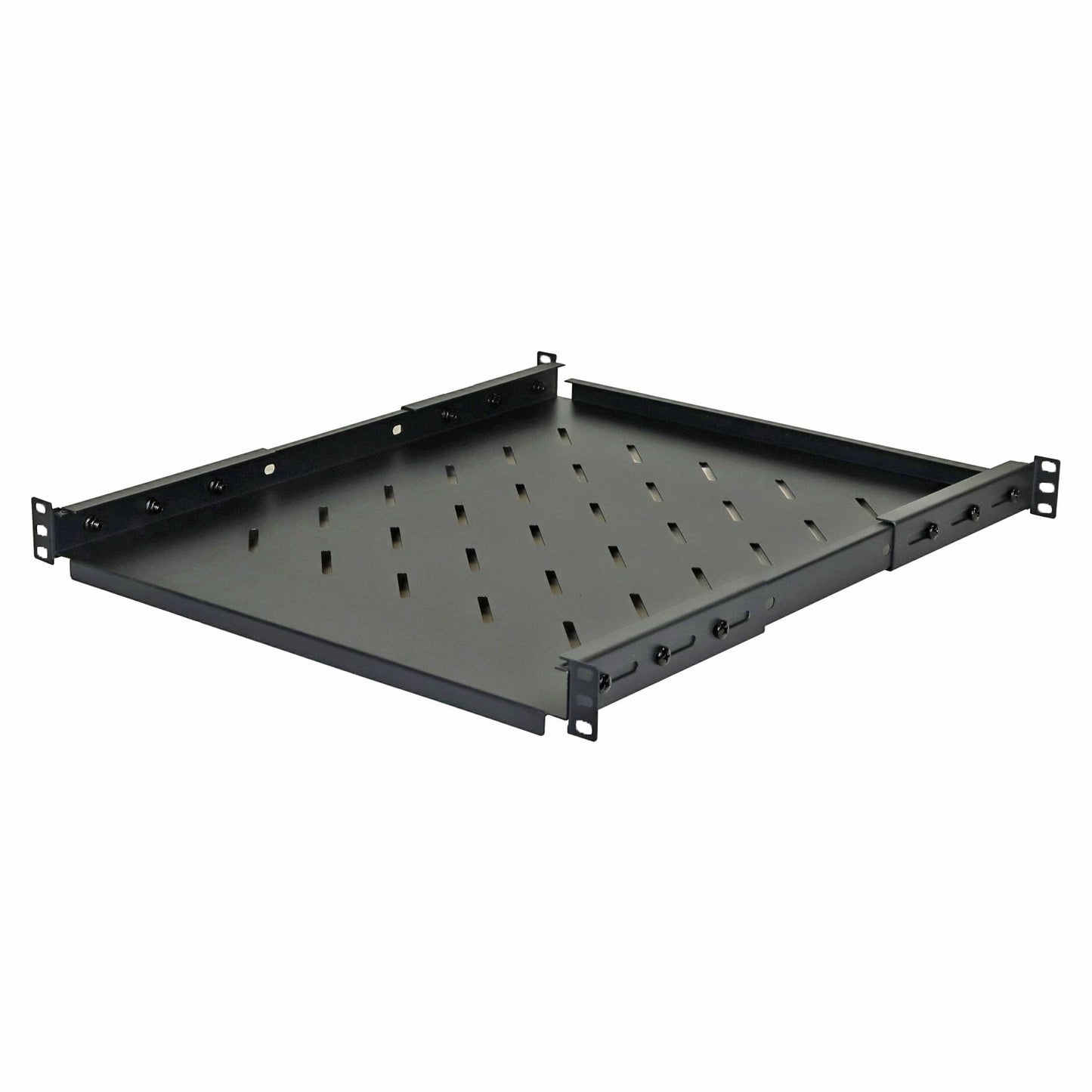 Aeons Universal 1U Rack Mount Vented 4-Post Fixed Shelf, Adjustable Mounting, 22-inch Depth