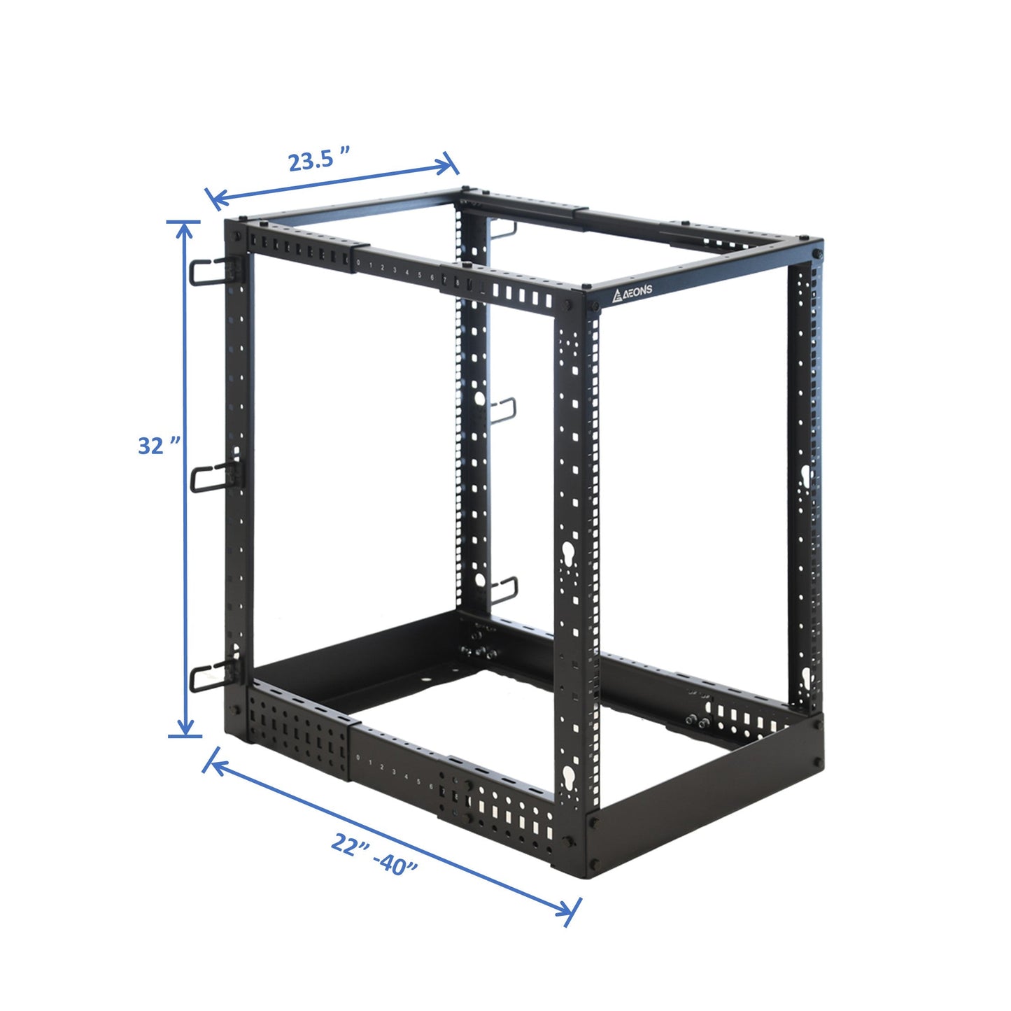 Aeons SR Series 15U 4-Post Open Frame Rack, Adjustable Depth