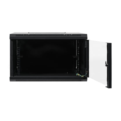 Aeons SC Series 6U Wall-Mount Rack Cabinet, Switch-Depth, Glass Door, Assembled