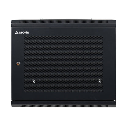 Aeons SB Series 9U Wall-Mount Network Cabinet, Hinged Swing-Out, Mid-Depth, Vented Door