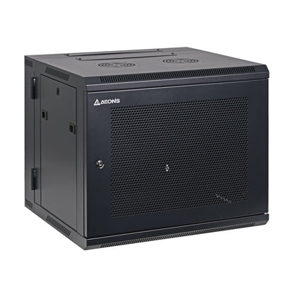 Aeons SB Series 9U Wall-Mount Network Cabinet, Hinged Swing-Out, Switch-Depth, Vented Door