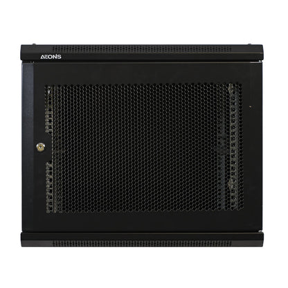 Aeons Pro Series 9U Wall-Mount Rack Cabinet, Mid-Depth, Vented Door