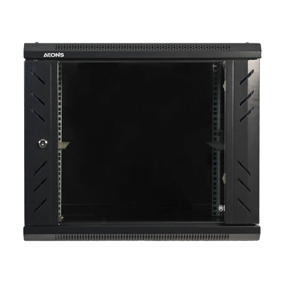 Aeons Pro Series 9U Wall-Mount Rack Cabinet, Switch-Depth, Glass Door