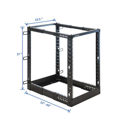 Aeons SR Series 18U 4-Post Open Frame Rack, Adjustable Depth