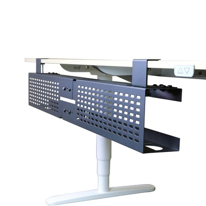Aeons Workspace Under Desk Cable Management Tray Wire Cord Organizer,  C Clamp Mount and Modesty Panel, Adjustable up to 45-inch, Black