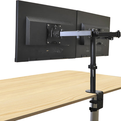Aeons Dual Monitor Desk Mount, Adjustable Dual Arm fits 27 inch Screen with VESA, Clamp and Cable Management, Black