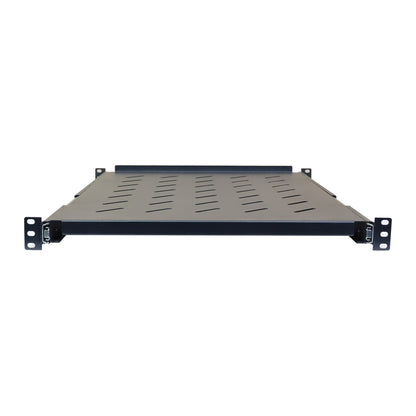 Aeons Universal 1U Rack Mount Vented 4-Post Sliding Shelf, Adjustable Mounting, 24-inch Depth