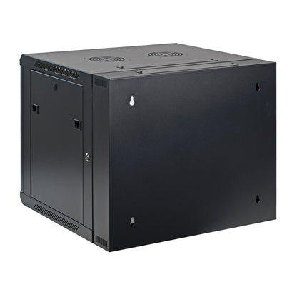 Aeons SB Series 9U Wall-Mount Network Cabinet, Hinged Swing-Out, Mid-Depth, Glass Door