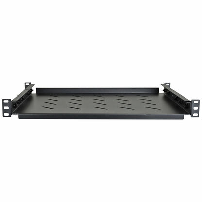 Aeons Universal 1U Rack Mount Vented 4-Post Fixed Shelf, Adjustable Mounting, 14-inch Depth