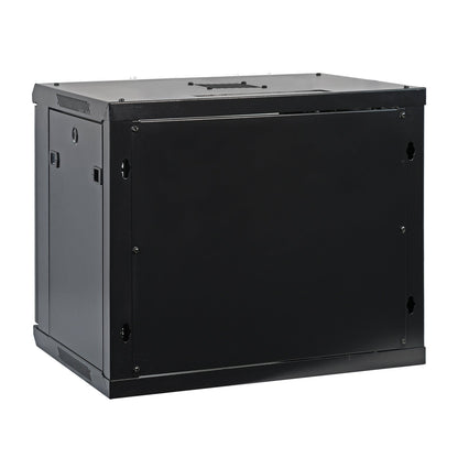 Aeons Pro Series 9U Wall-Mount Rack Cabinet, Switch-Depth, Glass Door