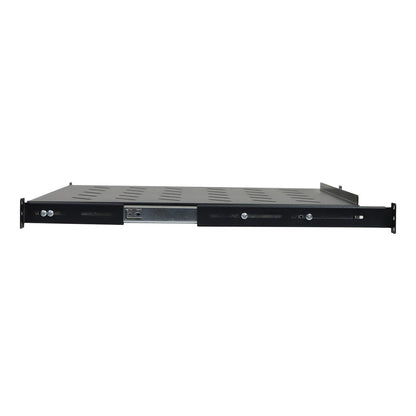 Aeons Universal 1U Rack Mount Vented 4-Post Sliding Shelf, Adjustable Mounting, 20-inch Depth