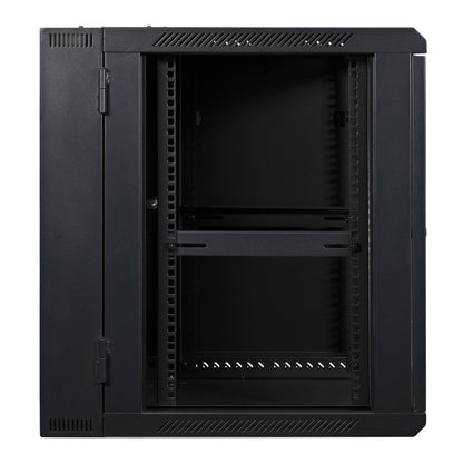 Aeons SB Series 12U Wall-Mount Network Cabinet, Hinged Swing-Out, Mid-Depth, Glass Door