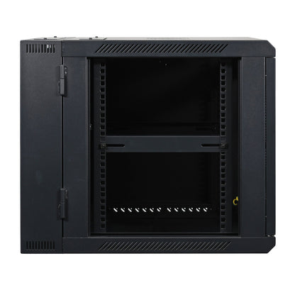 Aeons SB Series 9U Wall-Mount Network Cabinet, Hinged Swing-Out, Mid-Depth, Glass Door