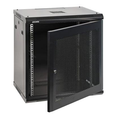 Aeons Pro Series 12U Wall-Mount Rack Cabinet, Switch-Depth, Vented Door