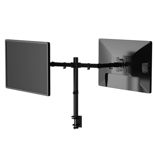 Aeons Dual Monitor Desk Mount, Adjustable Dual Arm fits 27 inch Screen with VESA, Clamp and Cable Management, Black