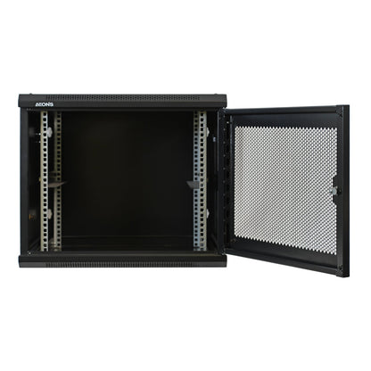 Aeons Pro Series 9U Wall-Mount Rack Cabinet, Mid-Depth, Vented Door
