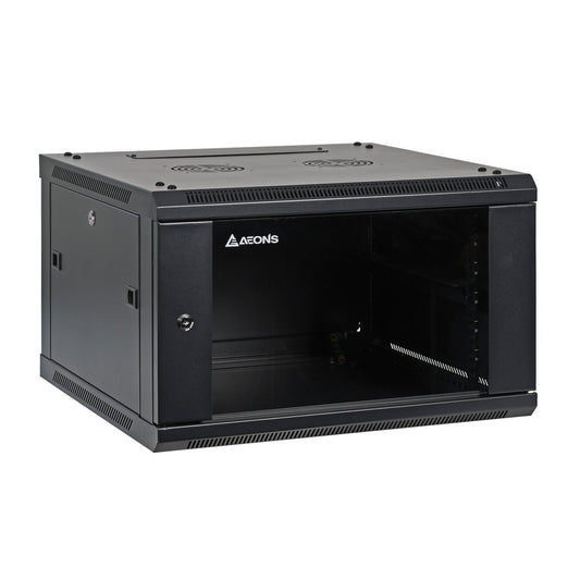 Aeons SP Series 6U Wall-Mount Rack Cabinet, Mid-Depth, Glass Door