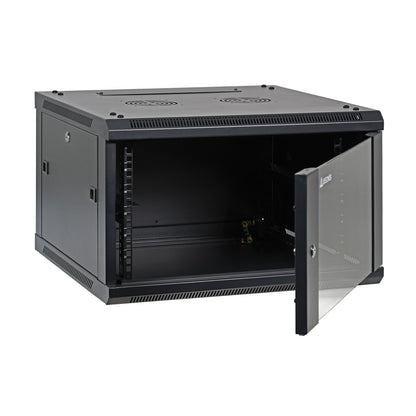 Aeons SP Series 6U Wall-Mount Rack Cabinet, Mid-Depth, Glass Door