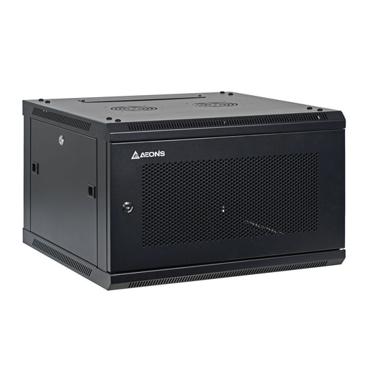 Aeons SP Series 6U Wall-Mount Rack Cabinet, Mid-Depth, Vented Door