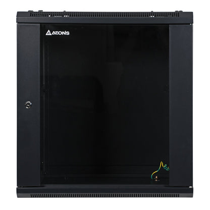 Aeons SP Series 12U Wall-Mount Rack Cabinet, Switch-Depth, Glass Door