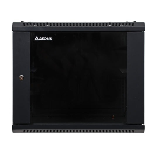Aeons SP Series 9U Wall-Mount Rack Cabinet, Mid-Depth, Glass Door