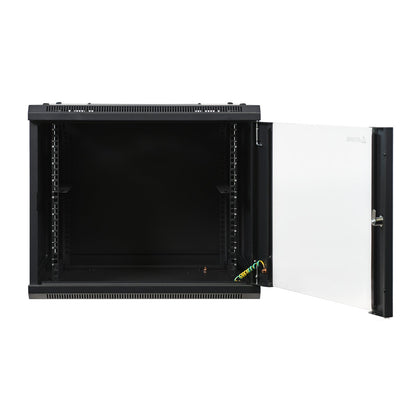 Aeons SP Series 9U Wall-Mount Rack Cabinet, Mid-Depth, Glass Door