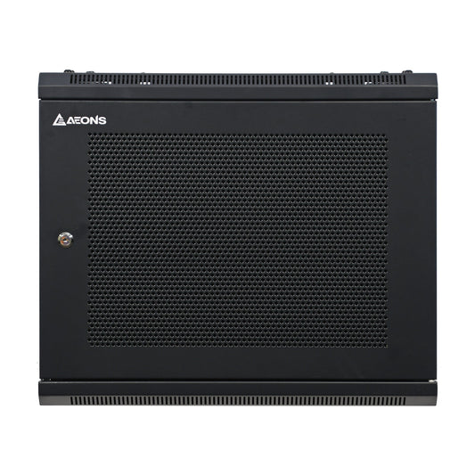 Aeons SP Series 9U Wall-Mount Rack Cabinet, Mid-Depth, Vented Door