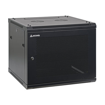 Aeons SP Series 9U Wall-Mount Rack Cabinet, Mid-Depth, Vented Door
