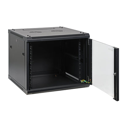 Aeons SP Series 9U Wall-Mount Rack Cabinet, Mid-Depth, Glass Door