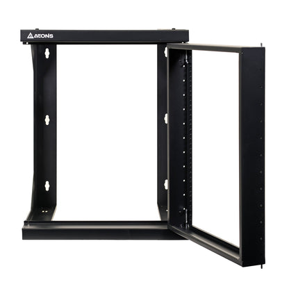 Aeons SBC Series 12U Wall-Mount Open-Frame Rack, Adjustable-Depth, Swing Out Hinged Gate