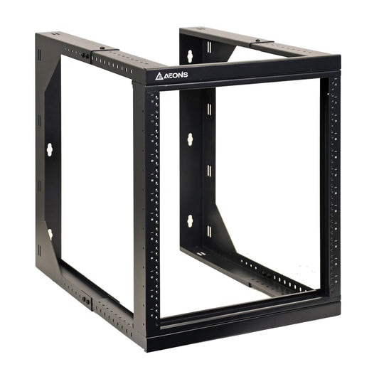 Aeons SBC Series 12U Wall-Mount Open-Frame Rack, Adjustable-Depth, Swing Out Hinged Gate
