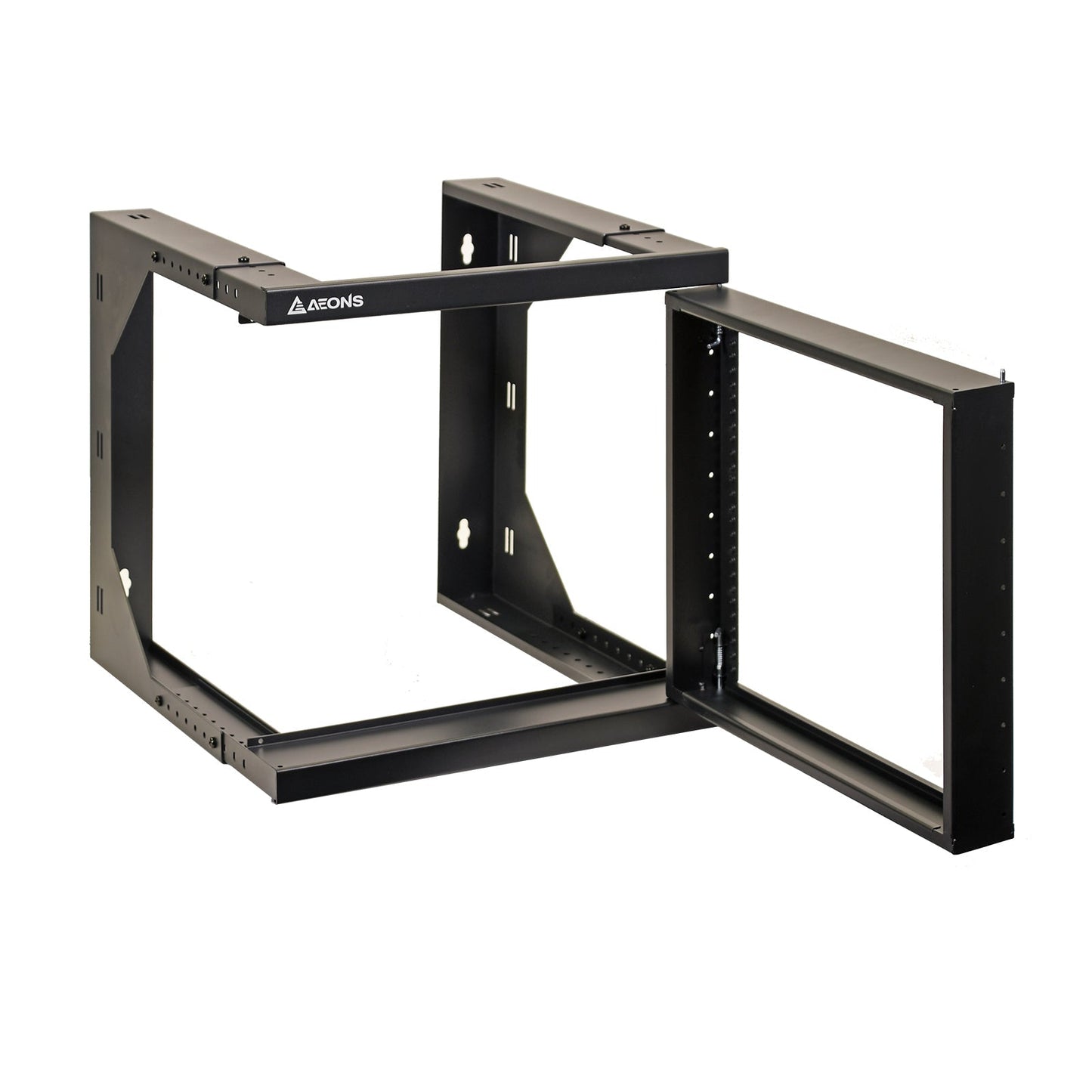 Aeons SBC Series 9U Wall-Mount Open-Frame Rack, Adjustable-Depth, Swing Out Hinged Gate