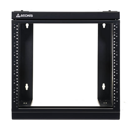 Aeons SBC Series 9U Wall-Mount Open-Frame Rack, Adjustable-Depth, Swing Out Hinged Gate