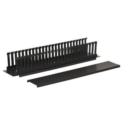 Aeons 2U Rack Mount Cable Management Horizontal Raceway with Cover, Plastic Slim Design, 2 Pack
