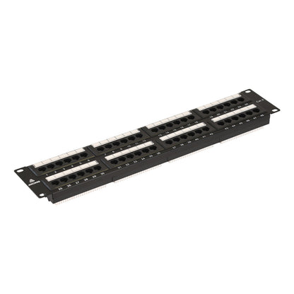 Aeons 48-Port CAT6 UTP Patch Panel, 2U 19-inch Rack Mount Keystone RJ45 Cat 5/5e/6 Gigabit/Fast Ethernet, Cable Management Bar, Black