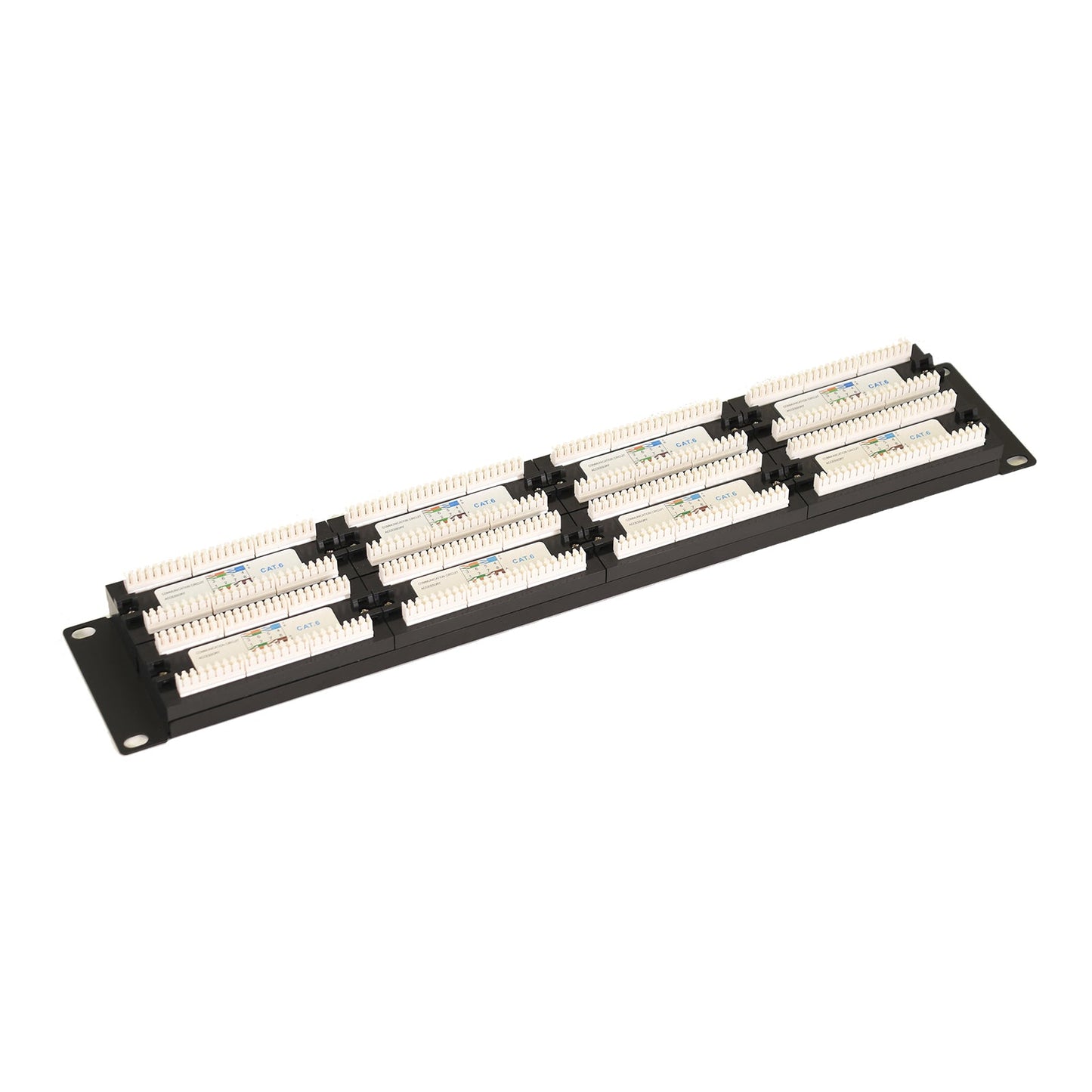 Aeons 48-Port CAT6 UTP Patch Panel, 2U 19-inch Rack Mount Keystone RJ45 Cat 5/5e/6 Gigabit/Fast Ethernet, Cable Management Bar, Black