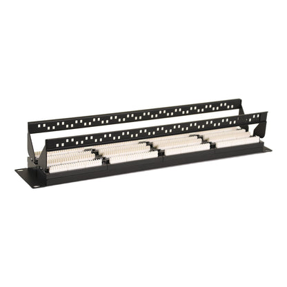 Aeons 48-Port CAT6 UTP Patch Panel, 2U 19-inch Rack Mount Keystone RJ45 Cat 5/5e/6 Gigabit/Fast Ethernet, Cable Management Bar, Black
